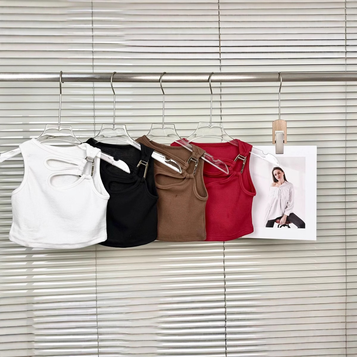 Tank Top Ribbed - 키즈 여아 민소매 골지 크롭 탱크탑