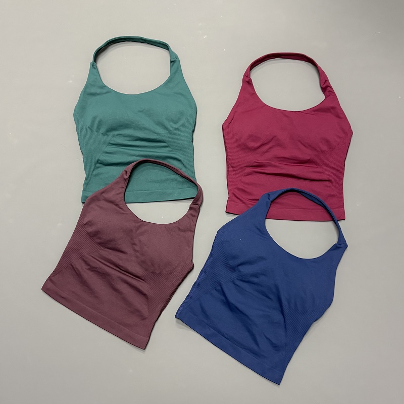 여성용 홀터넥 스포츠탑 심리스 요가 탱크탑 내장 패드형 - Suspender Tank Top 리뷰 및 가격