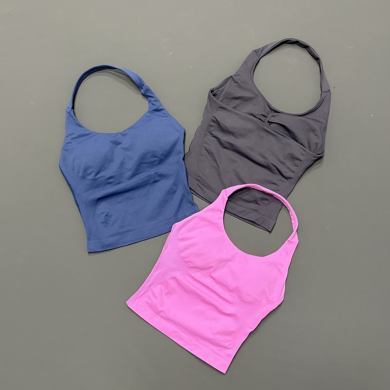 여성용 홀터넥 스포츠탑 심리스 요가 탱크탑 내장 패드형 - Suspender Tank Top 리뷰 및 가격